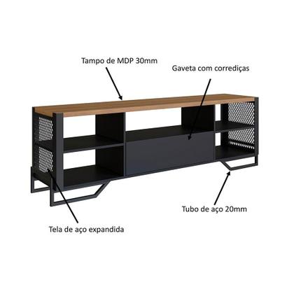 Imagem de Conjunto para Sala de Estar Paricel com Rack 1 GV e Estante 40cm Preto