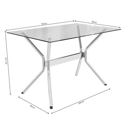 Imagem de Conjunto para Sala de Jantar 1 Mesa Loire Tampo de Vidro Retangular 6 Cadeiras Amsterdã