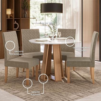 Imagem de Conjunto para Sala de Jantar 1 Mesa Redonda com 4 Cadeiras