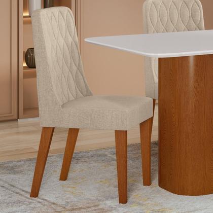 Imagem de Conjunto para Sala de Jantar 6 Cadeiras Estofadas Luar Frassino/Rinzai Bege