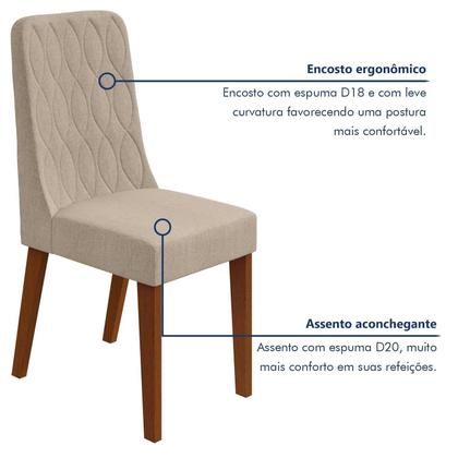 Imagem de Conjunto para Sala de Jantar 6 Cadeiras Estofadas Luar Frassino/Rinzai Bege