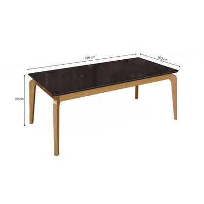 Imagem de Conjunto para Sala de Jantar 8 Lugares Madeira Maciça com Tampo Vidro/MDF Petra
