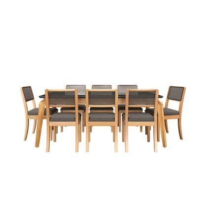 Imagem de Conjunto para Sala de Jantar 8 Lugares Madeira Maciça com Tampo Vidro/MDF Petra