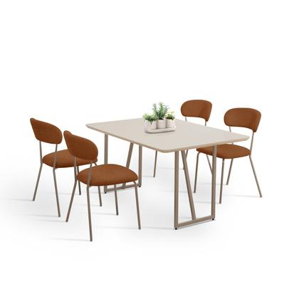 Imagem de Conjunto para Sala de Jantar com 4 Cadeiras Betina Champagne / Terracota / Off White