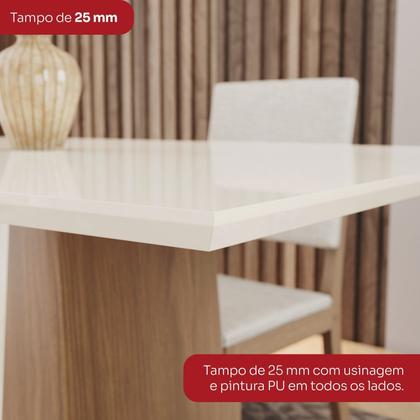 Imagem de Conjunto para Sala de Jantar com 4 Cadeiras Orus Nature/Off White
