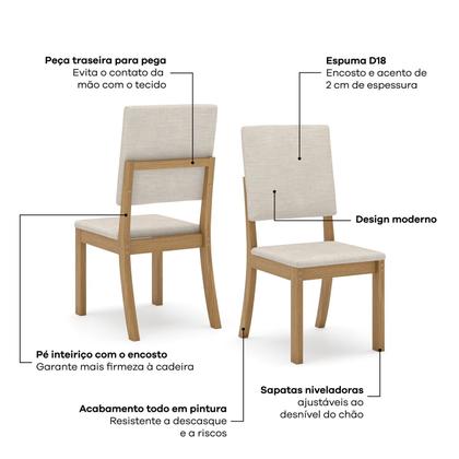 Imagem de Conjunto para Sala de Jantar com 4 Cadeiras Orus Nature/Off White