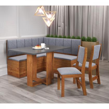 Imagem de Conjunto para Sala de Jantar com Mesa, Banco e Cadeiras Mel Cinza Viero