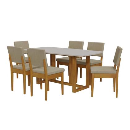 Imagem de Conjunto para Sala de Jantar Filadélfia Tampo Oval 170cm com 6 Cadeiras Madeira Maciça Miami