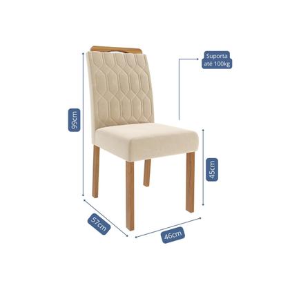 Imagem de Conjunto Para Sala De Jantar Louise 130cm Com 4 Cadeiras Paola Cinamomo/Off White/Madeira/Nude Cimol Móveis