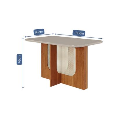 Imagem de Conjunto Para Sala De Jantar Louise 130cm Com 4 Cadeiras Paola Cinamomo/Off White/Madeira/Nude Cimol Móveis