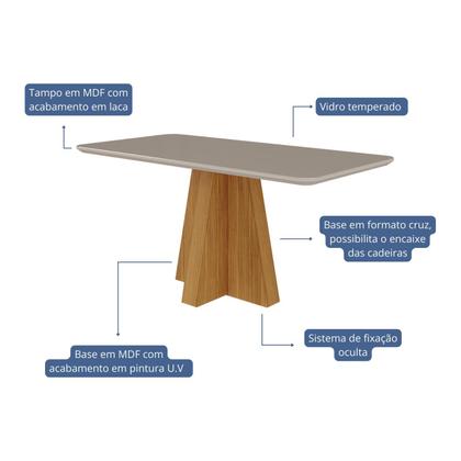 Imagem de Conjunto para Sala de Jantar Mesa 160cm Maite 6 Cadeiras Paola