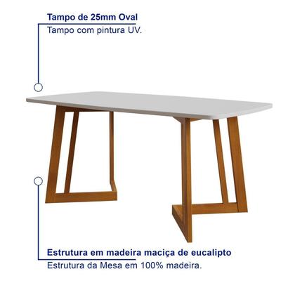 Imagem de Conjunto para Sala de Jantar Tampo Oval 170cm com 6 Cadeiras Madeira Maciça Miami