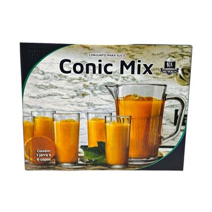 Imagem de Conjunto para Suco Conic Mix com 1 Jarra e 6 copos