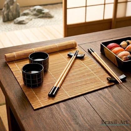 Imagem de Conjunto para Sushi Naka de Bambu Kit 8 Peças Wolff