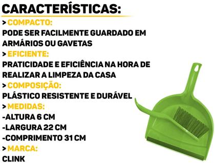 Imagem de Conjunto Pazinha De Lixo Com Escova Vassourinha Plástica Para Limpeza Multiuso Clink