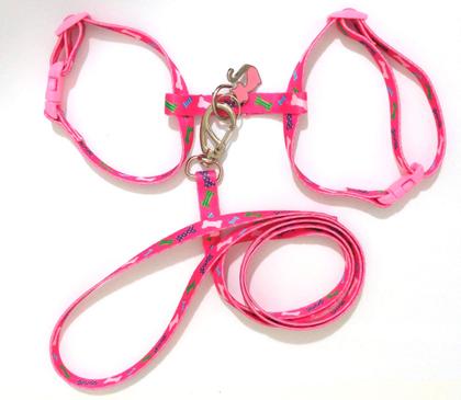 Imagem de Conjunto Peitoral Pra Gatos Rosa Tam. Único (12Cm A 22Cm)