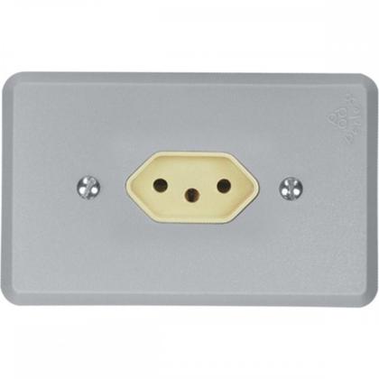 Imagem de Conjunto Perlex 4X2 Cinza Com Placa(1Tomada 10A) 1311