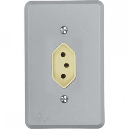 Imagem de Conjunto Perlex 4X2 Cinza Com Placa(1Tomada 10A) 1311