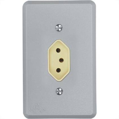 Imagem de Conjunto Perlex 4X2 Cinza Com Placa(1Tomada 10A) 1311