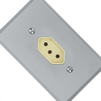 Imagem de Conjunto Perlex 4X2 Cinza Com Placa(1Tomada 10A) 1311