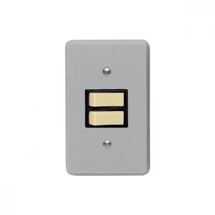 Imagem de Conjunto Perlex 4X2 Cinza Com Placa(2Simples) 1382