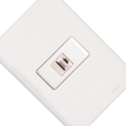Imagem de Conjunto Perlex Aros 4X2 Branco Com Placa(1Tomada Rj45) 7364
