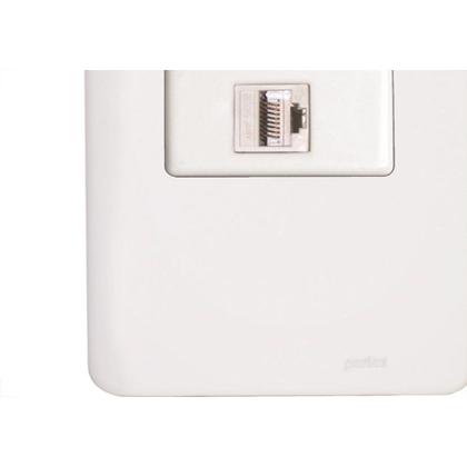Imagem de Conjunto Perlex Aros 4X2 Branco Com Placa(1Tomada Rj45) 7364