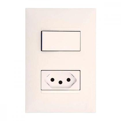 Imagem de Conjunto Pial Plus+ Branco 1 Simp+1Tomada 10A 074Bc