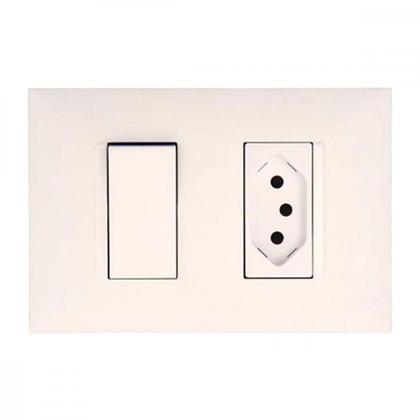 Imagem de Conjunto Pial Plus+ Branco 1 Simp+1Tomada 10A 074Bc