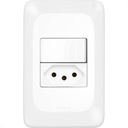 Imagem de Conjunto Pial Pop 4X2 Branco Com Placa (1Paralelo+Tomada 10A) Lgx203