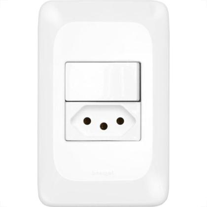 Imagem de Conjunto Pial Pop 4X2 Branco Com Placa (1Simples+Tomada 10A) Lgx103