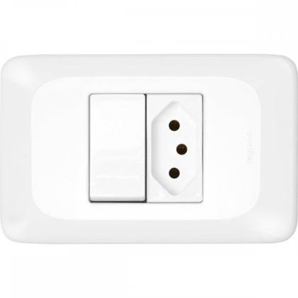 Imagem de Conjunto Pial Pop 4X2 Branco Com Placa (1Simples+Tomada 10A) Lgx103