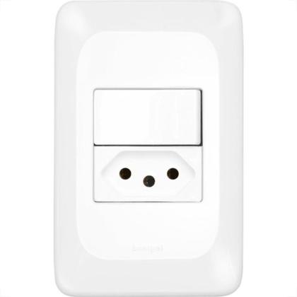 Imagem de Conjunto Pial Pop 4X2 Branco Com Placa (1Simples+Tomada 20A) Lgx10320