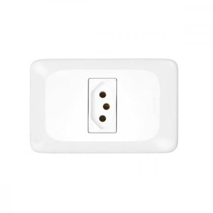 Imagem de Conjunto Pial Pop 4X2 Branco Com Placa (1Tomada 10A) Lgx030