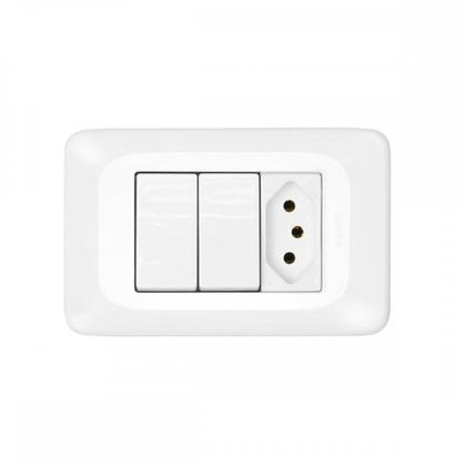 Imagem de Conjunto Pial Pop 4X2 Branco Com Placa (2Simples+Tomada 10A) Lgx113