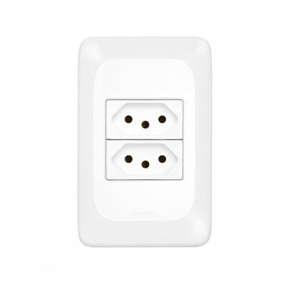 Imagem de Conjunto Pial Pop 4X2 Branco Com Placa (2Tomada 10A) Lgx303
