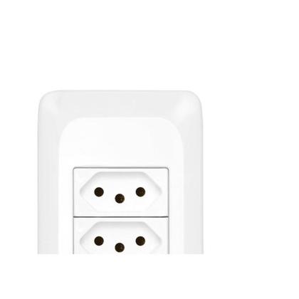 Imagem de Conjunto Pial Pop 4X2 Branco Com Placa (2Tomada 10A) Lgx303