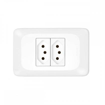 Imagem de Conjunto Pial Pop 4X2 Branco Com Placa (2Tomada 10A) Lgx303