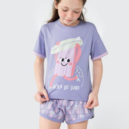 Imagem de Conjunto Pijama Curto Infantil Menina Lilás Surfar Hering