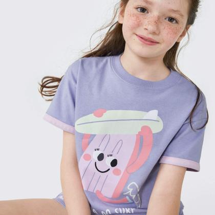 Imagem de Conjunto Pijama Curto Infantil Menina Lilás Surfar Hering