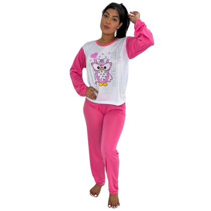 Imagem de Conjunto Pijama Feminino Adulto de Inverno Longo Quentinho