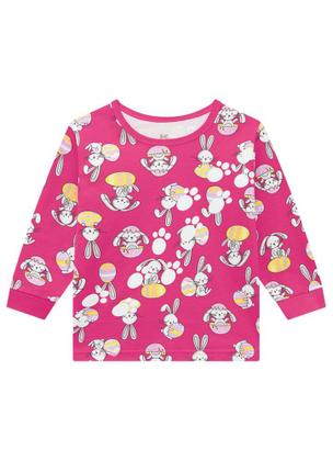 Imagem de Conjunto Pijama Infantil em Malha Estampa de Coelhinho Brilha no Escuro Feminino - Brandili 