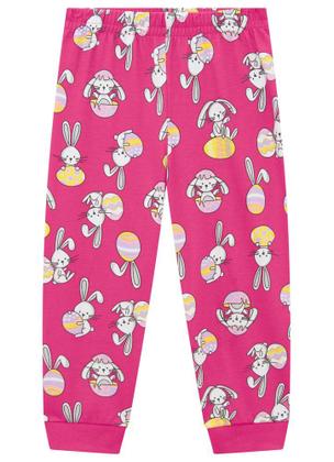Imagem de Conjunto Pijama Infantil em Malha Estampa de Coelhinho Brilha no Escuro Feminino - Brandili 