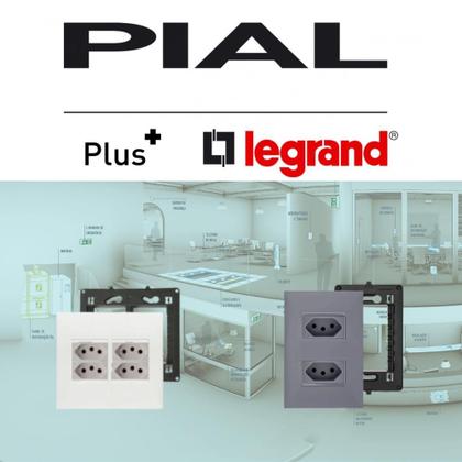 Imagem de Conjunto Placa 4x4+Suporte+2 Mod Tomada+2 Inter Pial Plus+