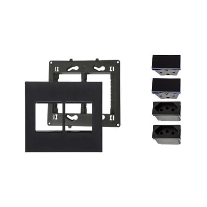 Imagem de Conjunto Placa 4x4+Suporte+2 Mod Tomada+2 Inter Pial Plus+