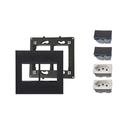 Imagem de Conjunto Placa 4x4+Suporte+2 Mod Tomada+2 Inter Pial Plus+