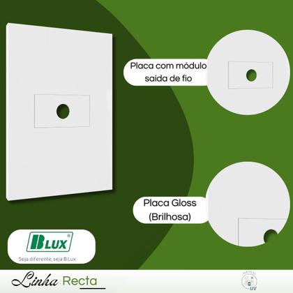Imagem de Conjunto Placa Com Módulo Furo Passa Fio Recta Branca- B.lux