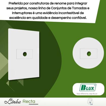 Imagem de Conjunto Placa Com Módulo Furo Passa Fio Recta Branca- B.lux