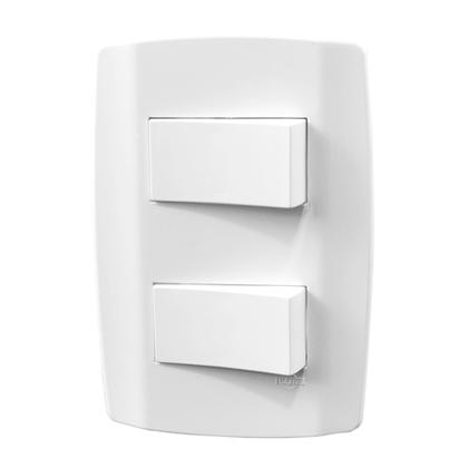 Imagem de Conjunto Placa Espelho 4x2 com 2 Interruptores Simples 10A 250V Slim Ilumi 8018