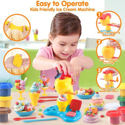 Imagem de Conjunto Play Dough PLAY Color para crianças de 4 a 8 anos com sorveteira